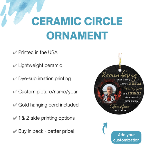 Personalized Memorial Ornament, Christmas Sympathy Gift for Loss of A Loved One in Heaven NOM324