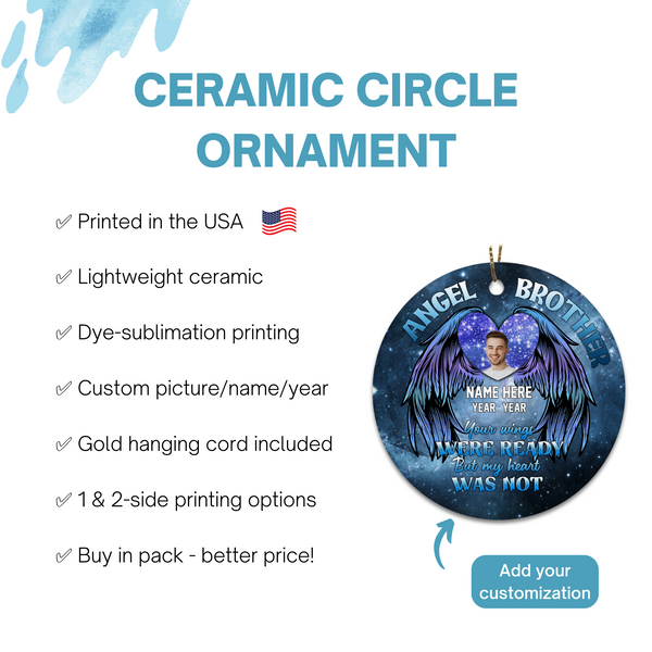 Angel Brother Memorial Christmas Ornament Personalized Brother in Heaven Sympathy Gift Loss Brother NOM267