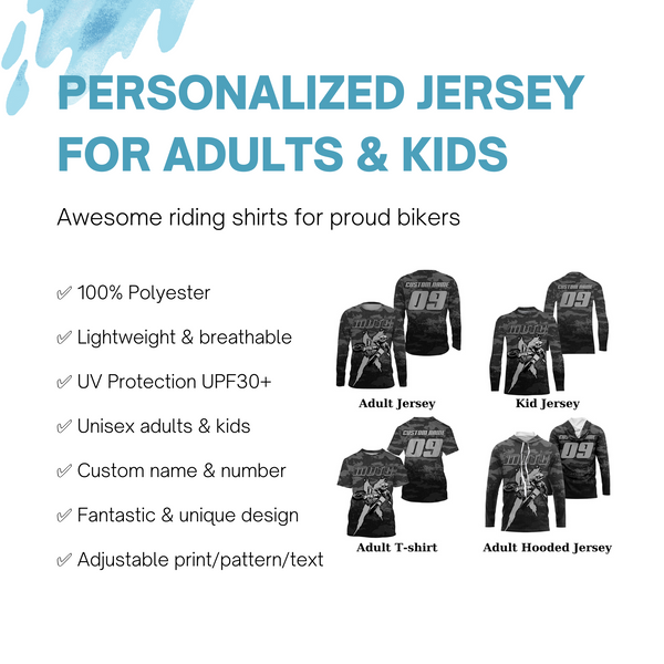 Camouflage motocross jersey UPF30+ custom men women kid dirt bike MX racing off-road motorcycle NMS974