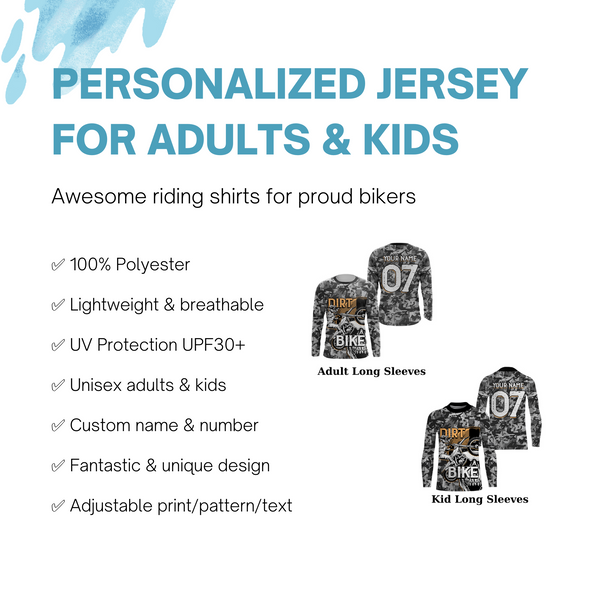 Camouflage Dirt Bike Jersey Personalized UPF30+ Motocross Kid Adult MX Racing Shirt NMS1213