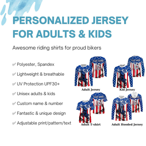MotoX jersey kid men women flag American dirt bike custom UPF30+ off-road racing motorcycle PDT54