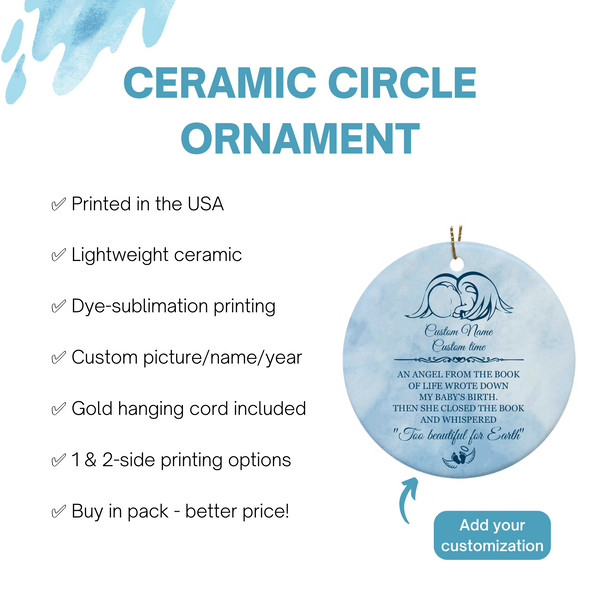 Miscarriage Memorial Ornament, Personalized Christmas Remembrance for Angel Baby in Heaven NOM315