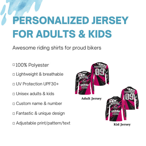 Girls Women Funny Motocross Jersey Personalized UPF30+ MX Racing Dirt Bike Long Sleeves NMS1227