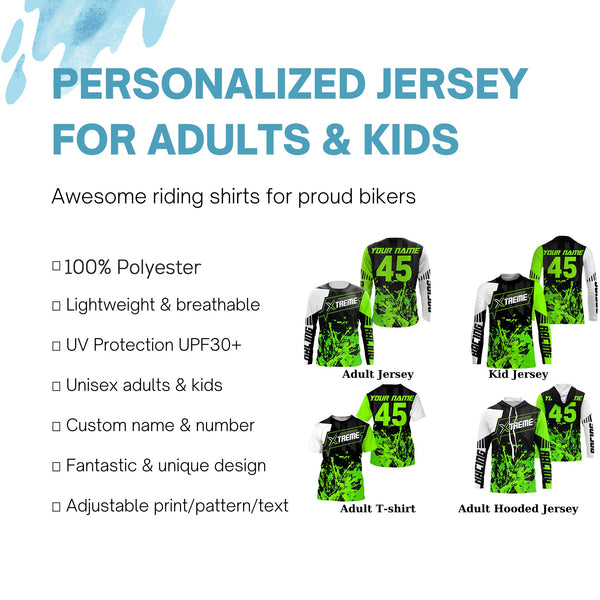 Extreme Motocross jersey personalized UPF30+ racing shirt green dirt bike off-road biker motorcycle NMS997