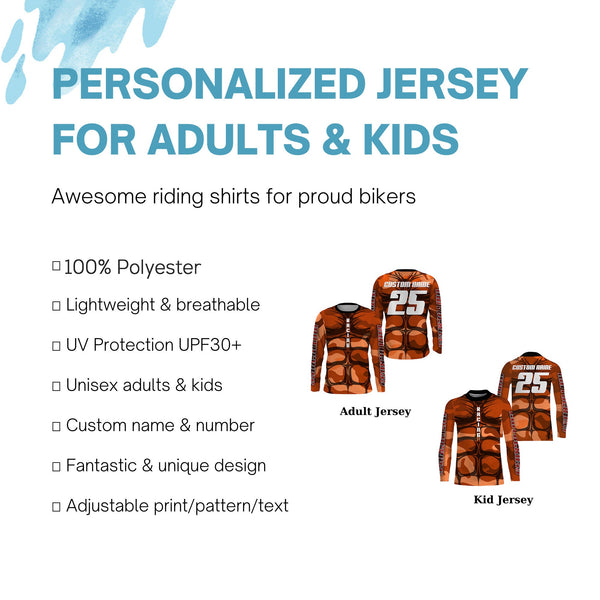 Custom motocross jersey orange muscle UPF30+ kid men women MX racing dirt bike off-road motorcycle NMS1067