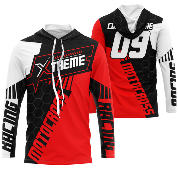 Extreme Motocross Jersey Personalized UPF30+ Racing Shirt Dirt Bike Off-road Biker Motorcycle - Red| NMS630