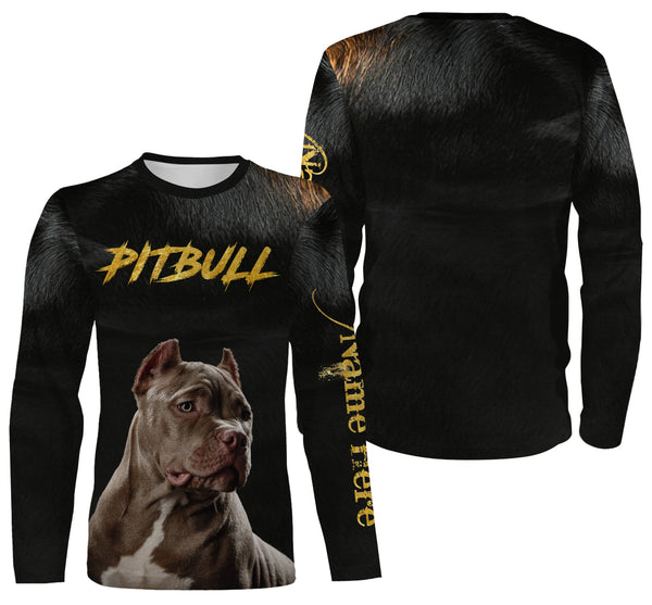 Pitbull Dog Lover Hoodie Long Sleeve| Custom Name Unisex Pitbull Shirt for Dog Lover Dog Mom Dog Dad| JTSD274