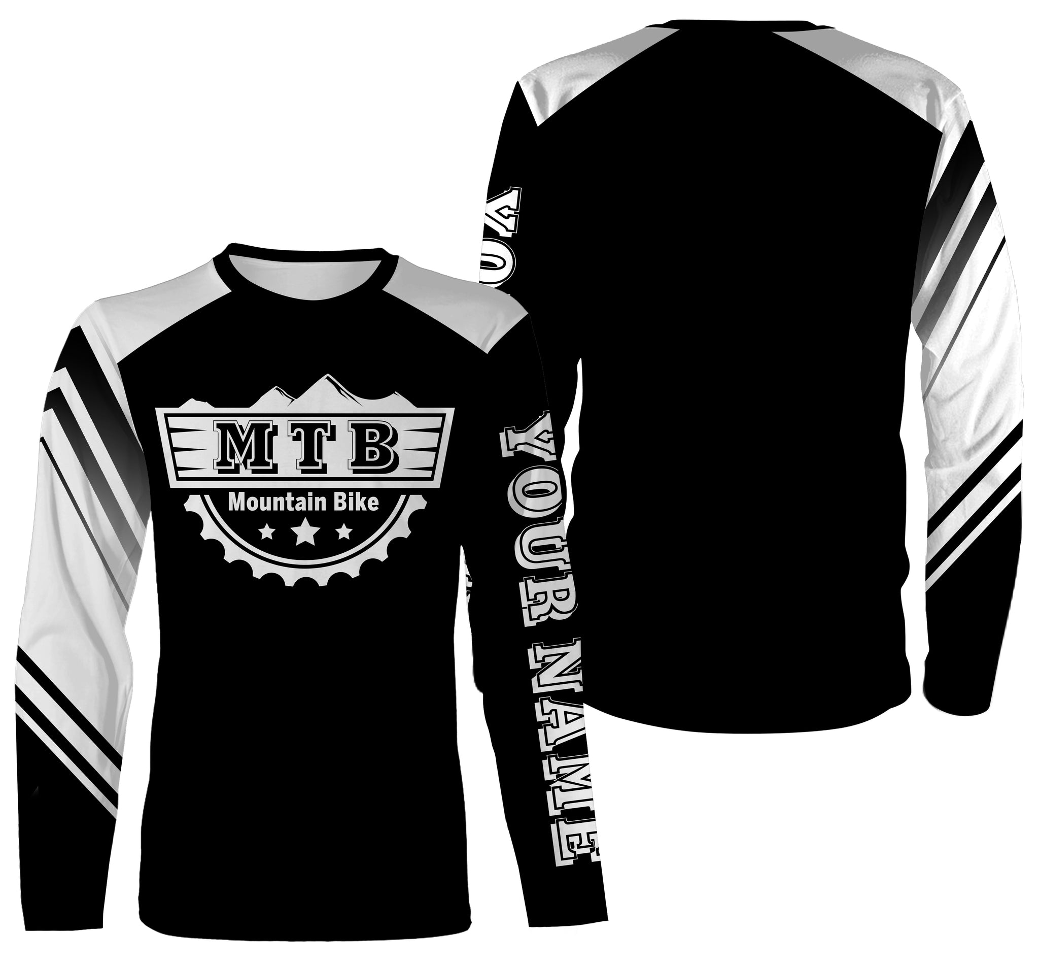 MTB Jersey, Personalized Mountain Biking Long Sleeve Hoodie Shirt, MTB Racing, Biking Cycling Shirt| JTS442
