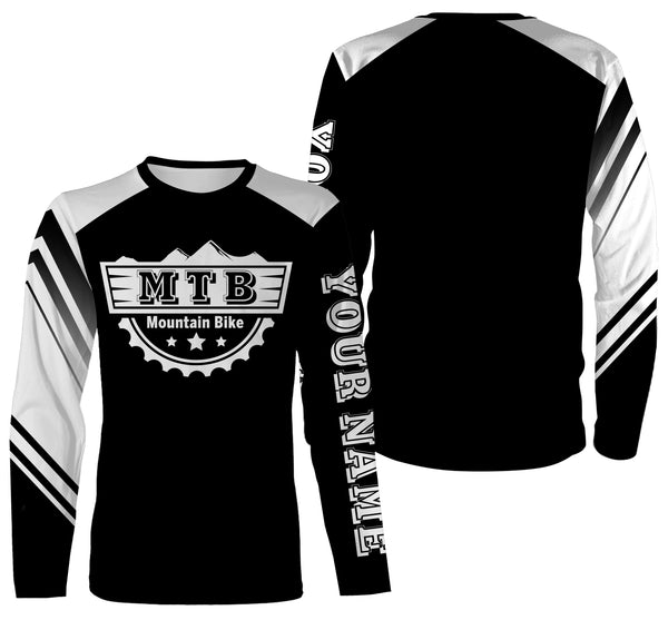 MTB Jersey, Personalized Mountain Biking Long Sleeve Hoodie Shirt, MTB Racing, Biking Cycling Shirt| JTS442