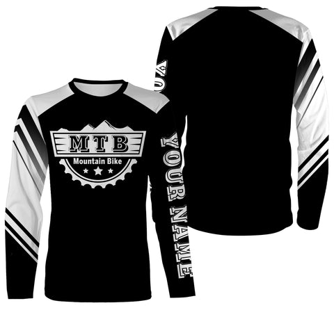 MTB Jersey, Personalized Mountain Biking Long Sleeve Hoodie Shirt, MTB Racing, Biking Cycling Shirt| JTS442