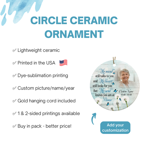 Memorial ornament, angel at peace, keepsake ornament for loss, sympathy gifts, in loving memory| ONT71