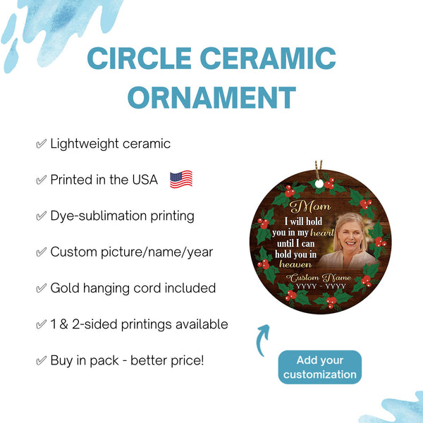 Mom memorial ornament, Mother remembrance Christmas ornament, bereavement ornament loss in heaven| ONT94