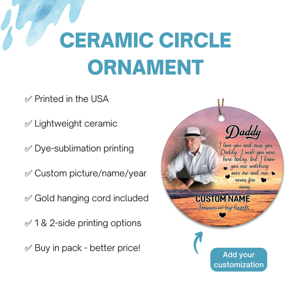 Personalized dad memorial ornament, Christmas in heaven, dad remembrance gift for loss of father| ONT09