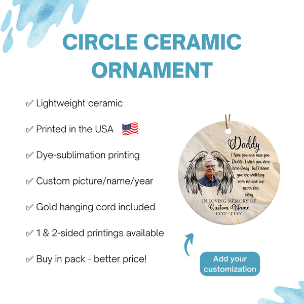 Dad memorial ornament - angel wings ornament, Dad in Heaven, remembrance ornament loss of Father| ONT109