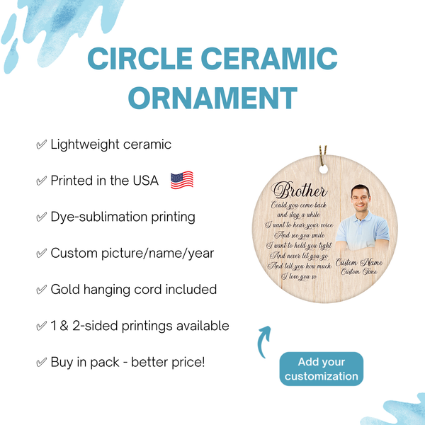 Angel Brother memorial ornament, Personalized remembrance ornament for loss brother, sympathy gift| ONT126