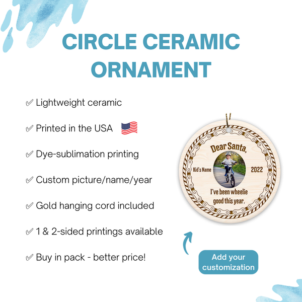 Dear Santa cycling ornament for kids, BMX bike ornament, boys girls commemorative bicycle ornament| ONT90