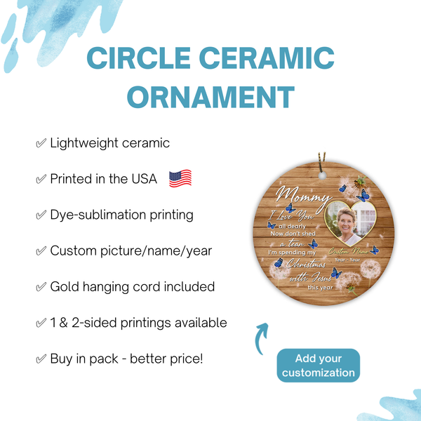 Angel Mommy memorial ornament, remembrance ornament Loss Mom, butterflies bereavement gift| ONT132