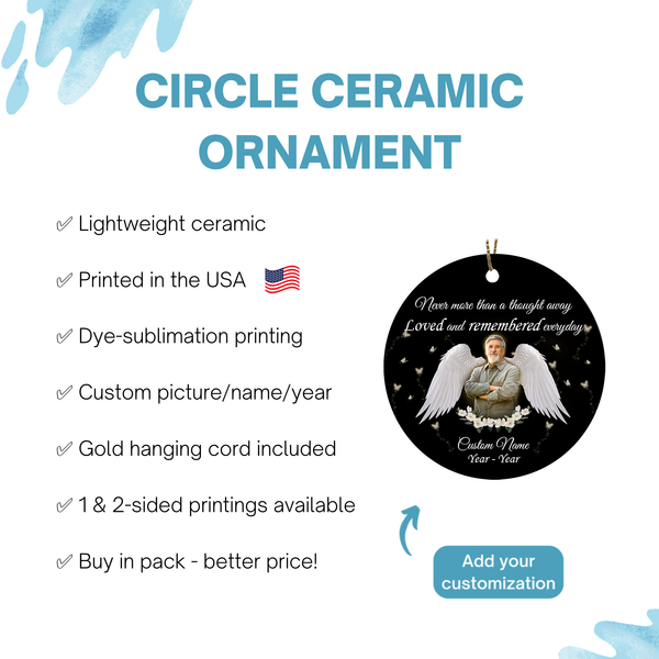 Remembered everyday memorial ornament, angel wings ornament, remembrance gifts loss of mom, dad| ONT102