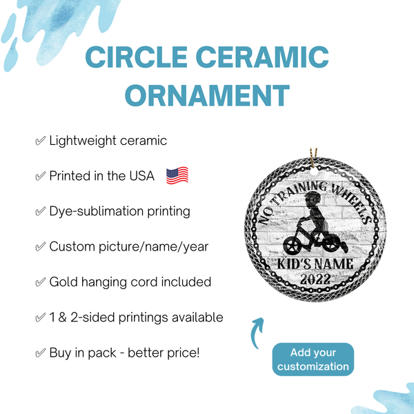 No training wheels ornament for kids, commemorative cycling gift, bicycle ornament for boys girls| ONT83