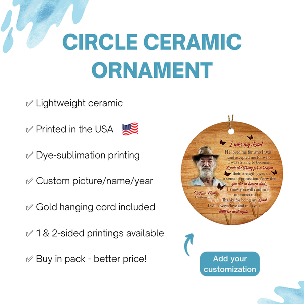 Dad memorial ornament, angel in heaven ornament, dad remembrance ornament, bereavement gift loss| ONT114