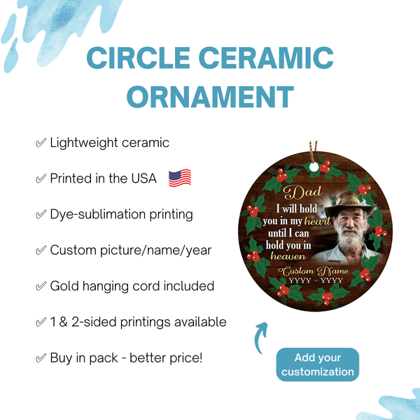 Dad memorial ornament - angel in heaven, remembrance gift for loss of dad, sympathy ornament| ONT104