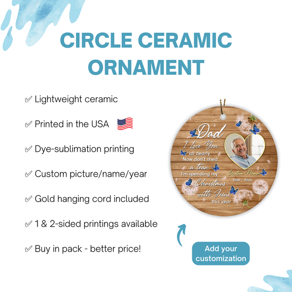 Dad memorial ornament - I Love You Dad, angel in heaven, bereavement ornament for loss of Dad| ONT105