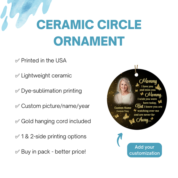 Mom memorial ornament, in loving memory of mom, my angel mother, sympathy ornament, keepsake gift| ONT64