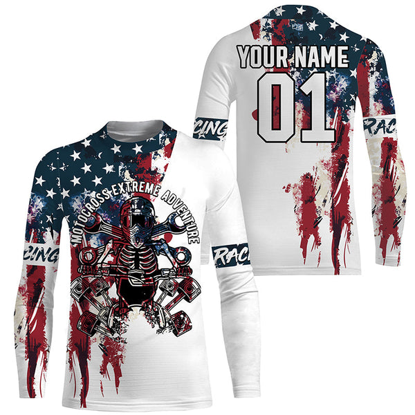 Patriotic Motocross Jersey UPF30+ Personalized American Flag MX Racing Motorcycle Extreme NMS1146